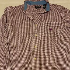 Chaps Men's Purple and White Gingham Button-Down Shirt